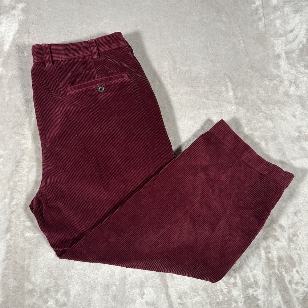 Brooks Brothers Clark Corduroy Pants Mens 38x30 Maroon Chino Cotton Comfort EUC